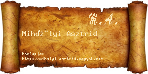 Mihályi Asztrid névjegykártya